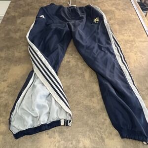 Adidas Track Pants Mens 2XL Navy Blue Fade Notre Dame Ankle Zip Lined VTG y2k